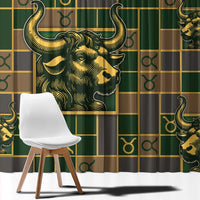 Taurus Zodiac Window Curtain Checkered Pattern