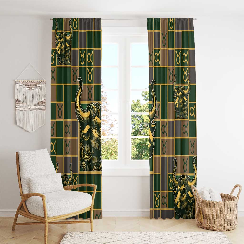 Taurus Zodiac Window Curtain Checkered Pattern