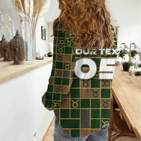 Custom Taurus Zodiac Women Casual Shirt Checkered Pattern
