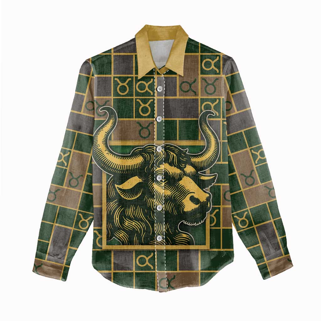 Custom Taurus Zodiac Women Casual Shirt Checkered Pattern