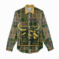 Custom Taurus Zodiac Women Casual Shirt Checkered Pattern
