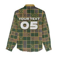 Custom Taurus Zodiac Women Casual Shirt Checkered Pattern