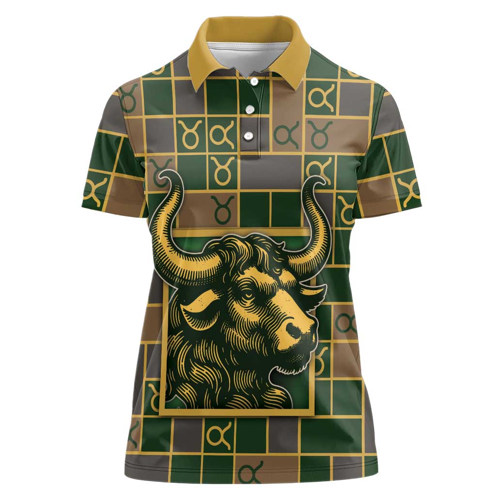 Custom Taurus Zodiac Women Polo Shirt Checkered Pattern
