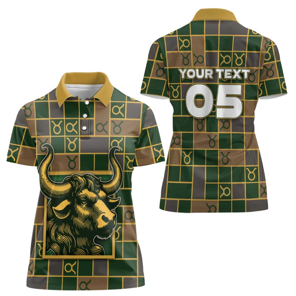 Custom Taurus Zodiac Women Polo Shirt Checkered Pattern