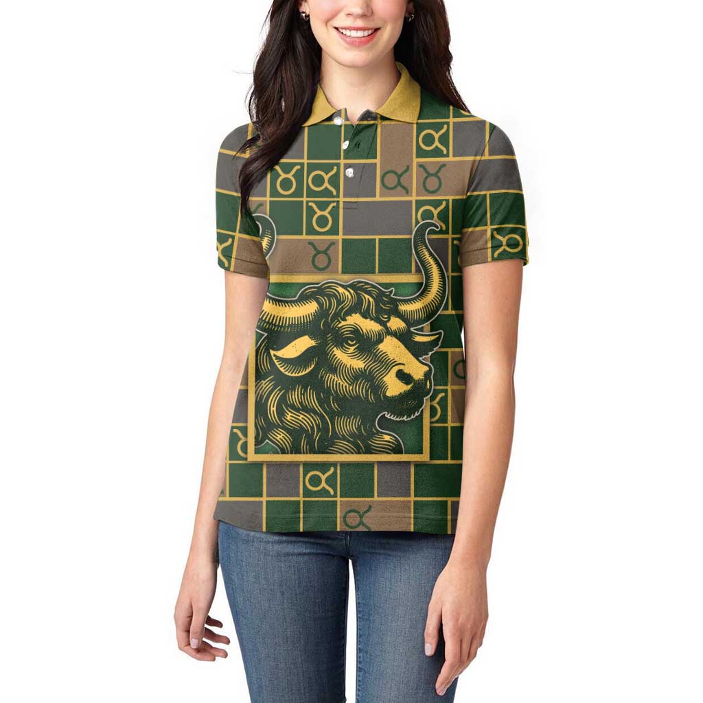 Custom Taurus Zodiac Women Polo Shirt Checkered Pattern