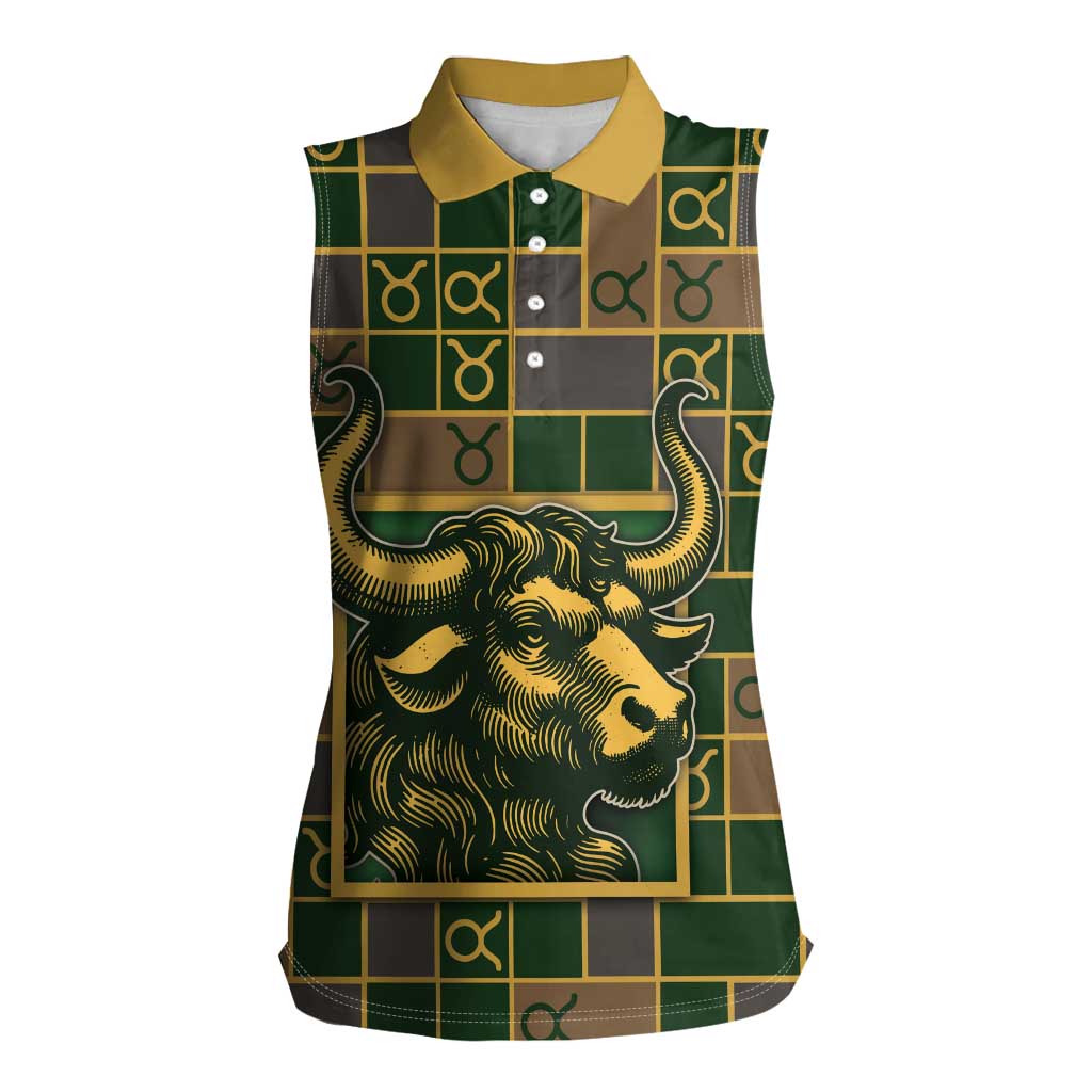 Custom Taurus Zodiac Women Sleeveless Polo Shirt Checkered Pattern