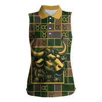 Custom Taurus Zodiac Women Sleeveless Polo Shirt Checkered Pattern
