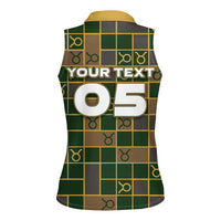 Custom Taurus Zodiac Women Sleeveless Polo Shirt Checkered Pattern