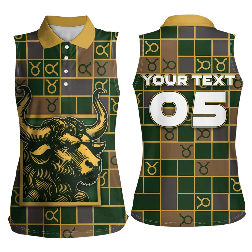 Custom Taurus Zodiac Women Sleeveless Polo Shirt Checkered Pattern