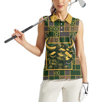Custom Taurus Zodiac Women Sleeveless Polo Shirt Checkered Pattern