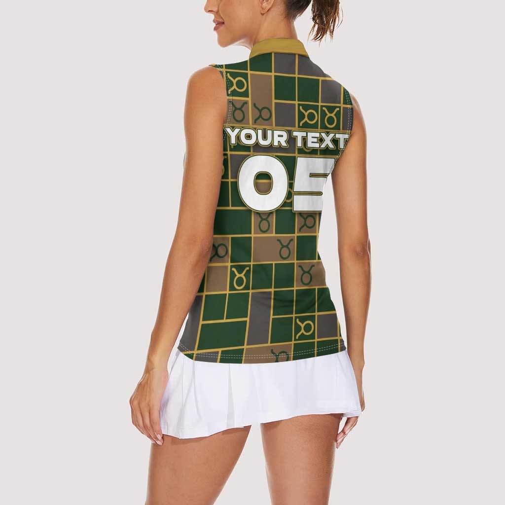 Custom Taurus Zodiac Women Sleeveless Polo Shirt Checkered Pattern