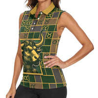 Custom Taurus Zodiac Women Sleeveless Polo Shirt Checkered Pattern