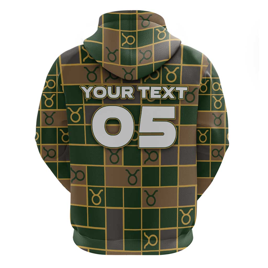 Custom Taurus Zodiac Zip Hoodie Checkered Pattern