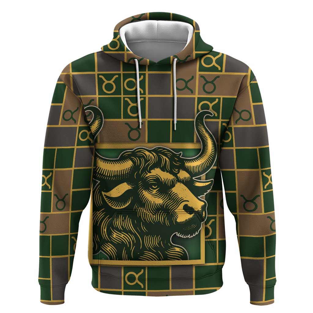 Custom Taurus Zodiac Zip Hoodie Checkered Pattern