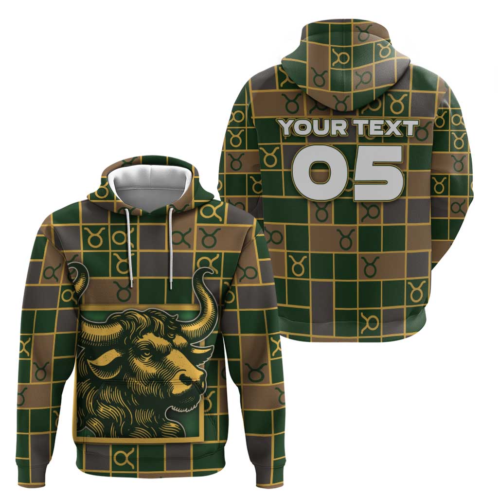 Custom Taurus Zodiac Zip Hoodie Checkered Pattern