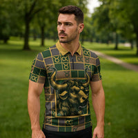 Custom Taurus Zodiac Zipper Polo Shirt Checkered Pattern