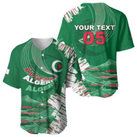Custom Algeria Football Baseball Jersey Glitch Effect Desert Lines And Star Crescent