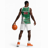 Custom Algeria Football Basketball Jersey Glitch Effect Desert Lines And Star Crescent