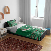 Algeria Football Bedding Set Glitch Effect Desert Lines And Star Crescent