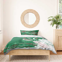 Algeria Football Bedding Set Glitch Effect Desert Lines And Star Crescent