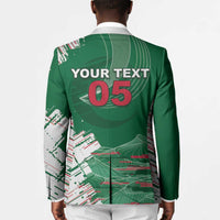 Custom Algeria Football Blazer Glitch Effect Desert Lines And Star Crescent