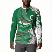 Custom Algeria Football Button Sweatshirt Glitch Effect Desert Lines And Star Crescent