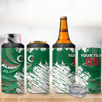 Custom Algeria Football 4 in 1 Can Cooler Tumbler Glitch Effect Desert Lines And Star Crescent