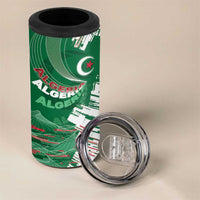 Custom Algeria Football 4 in 1 Can Cooler Tumbler Glitch Effect Desert Lines And Star Crescent