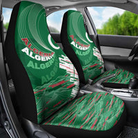 Algeria Football Car Seat Cover Glitch Effect Desert Lines And Star Crescent