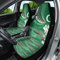 Algeria Football Car Seat Cover Glitch Effect Desert Lines And Star Crescent