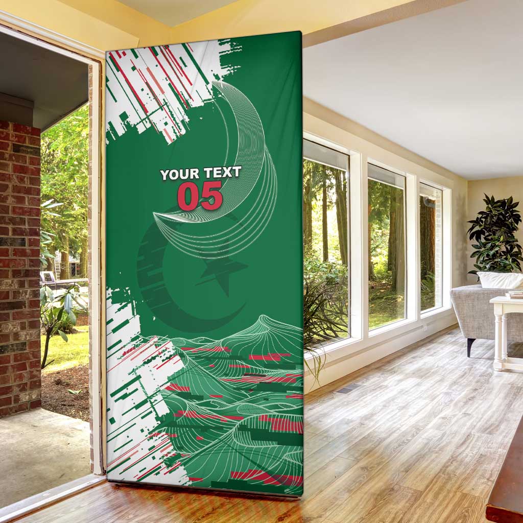 Custom Algeria Football Door Cover Glitch Effect Desert Lines And Star Crescent