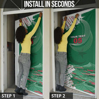 Custom Algeria Football Door Cover Glitch Effect Desert Lines And Star Crescent
