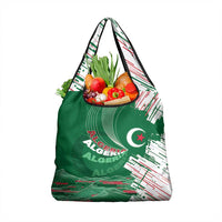 Algeria Football Grocery Bag Glitch Effect Desert Lines And Star Crescent