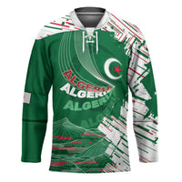 Custom Algeria Football Hockey Jersey Glitch Effect Desert Lines And Star Crescent
