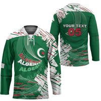 Custom Algeria Football Hockey Jersey Glitch Effect Desert Lines And Star Crescent