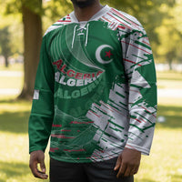 Custom Algeria Football Hockey Jersey Glitch Effect Desert Lines And Star Crescent