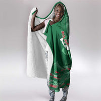 Algeria Football Hooded Blanket Glitch Effect Desert Lines And Star Crescent