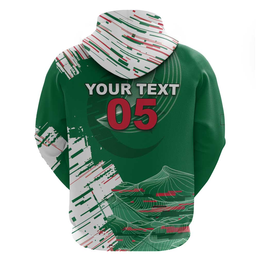 Custom Algeria Football Hoodie Glitch Effect Desert Lines And Star Crescent