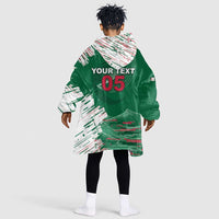 Custom Algeria Football Kid Wearable Blanket Hoodie Glitch Effect Desert Lines And Star Crescent