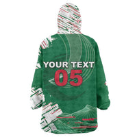 Custom Algeria Football Kid Wearable Blanket Hoodie Glitch Effect Desert Lines And Star Crescent