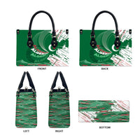 Algeria Football Leather Bag Glitch Effect Desert Lines And Star Crescent