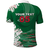 Custom Algeria Football Polo Shirt Glitch Effect Desert Lines And Star Crescent