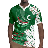 Custom Algeria Football Rugby Jersey Glitch Effect Desert Lines And Star Crescent