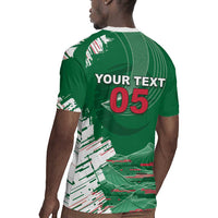 Custom Algeria Football Rugby Jersey Glitch Effect Desert Lines And Star Crescent