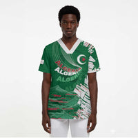 Custom Algeria Football Scrub Top Glitch Effect Desert Lines And Star Crescent