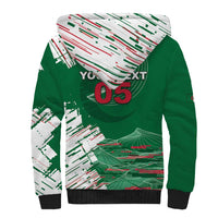 Custom Algeria Football Sherpa Hoodie Glitch Effect Desert Lines And Star Crescent