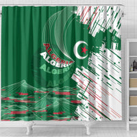 Algeria Football Shower Curtain Glitch Effect Desert Lines And Star Crescent