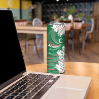 Custom Algeria Football Skinny Tumbler Glitch Effect Desert Lines And Star Crescent