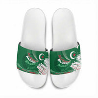 Algeria Football Slide Sandals Glitch Effect Desert Lines And Star Crescent