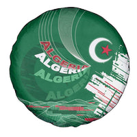 Algeria Football Spare Tire Cover Glitch Effect Desert Lines And Star Crescent